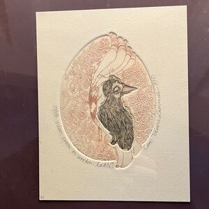 Carol Travers Lummus 1989 original intaglio etching signed numbered bird